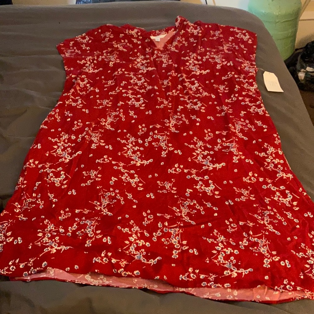 Shift dress red with little flowers